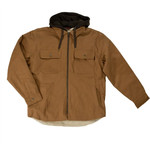 Tough Duck Tough Duck Sherpa Lined Jacket Button Up Fooler Hood Canvas Brown WS031