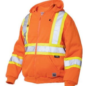 Work King Work King Hi-Vis Zip Front Hoodie With Saftey Stripes Fluorescent Orange S47421
