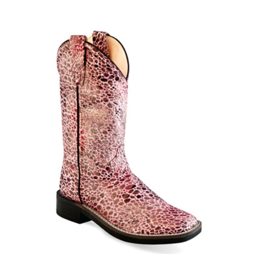 Old West Old West Kids/Youth Pink Sparkle Square Toe Boot VB9118 Old West Old West Kids/Youth Pink Sparkle Square Toe Boot VB9118