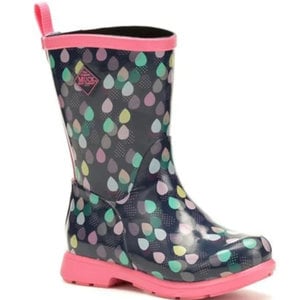 Muck Muck Kids/Youth Bergen KBT-2RAIN Navy/Pink Raindrops