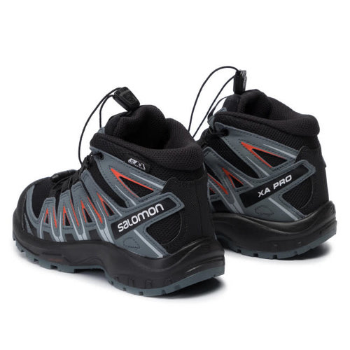 Salomon Salomon XA Pro 3D Mid CSWP J Shoes - Youth - Black/Cherry Tomato 406512 - SIZE 1 ONLY