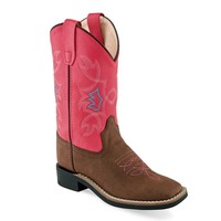 Old West Pink and Brown Faux Leather Cowgirl Boot VB9161 - SIZE 9