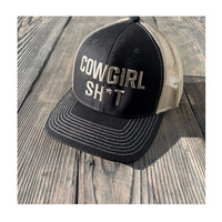 Cowboy Shit - Cowgirl Black/Gold Curved Brim Hat - 049