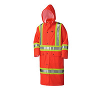 Pioneer Flame Resistant PU Stretch Hi-Vis Long Raincoat Orange 5896