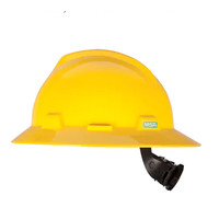 MSA V-Gard Full Brim Hard Hat Fas-Trac III Ratchet Suspension- Yellow 475366