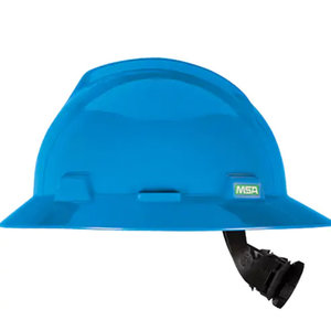 MSA V-Gard Full Brim Hard Hat Fas-Trac III Ratchet Suspension- Blue 475368