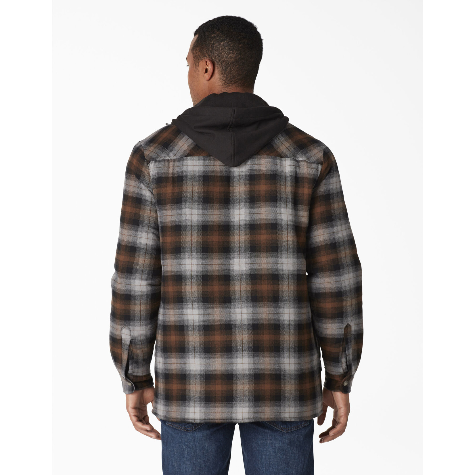 Dickies Dickies Fleece Hooded Flannel Shirt Jacket Brown TJ211L2P