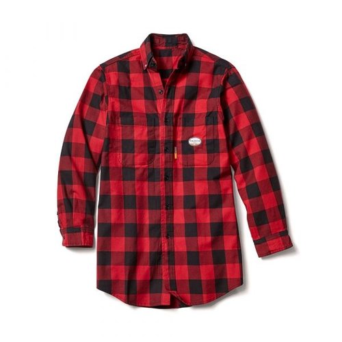  FORCEFIELD Hi-Vis Orange Plaid Quilted Flannel Shirt