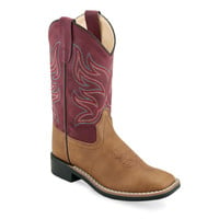 Old West Children’s Light Tan and Burgundy Western Boot VB9169