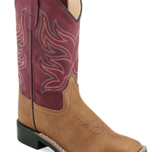 Old West Old West Children’s Light Tan and Burgundy Western Boot VB9169