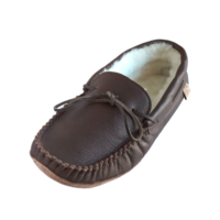 Eugene Cloutier Mens Moosehide Sheepskin Lined Fudge Brown Moccasin KB757FDM