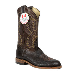 Brahma Canada West Brahma Men’s Cowboy Boot Round Toe Walking Heel Dark Chocolate Brown 8054 3E