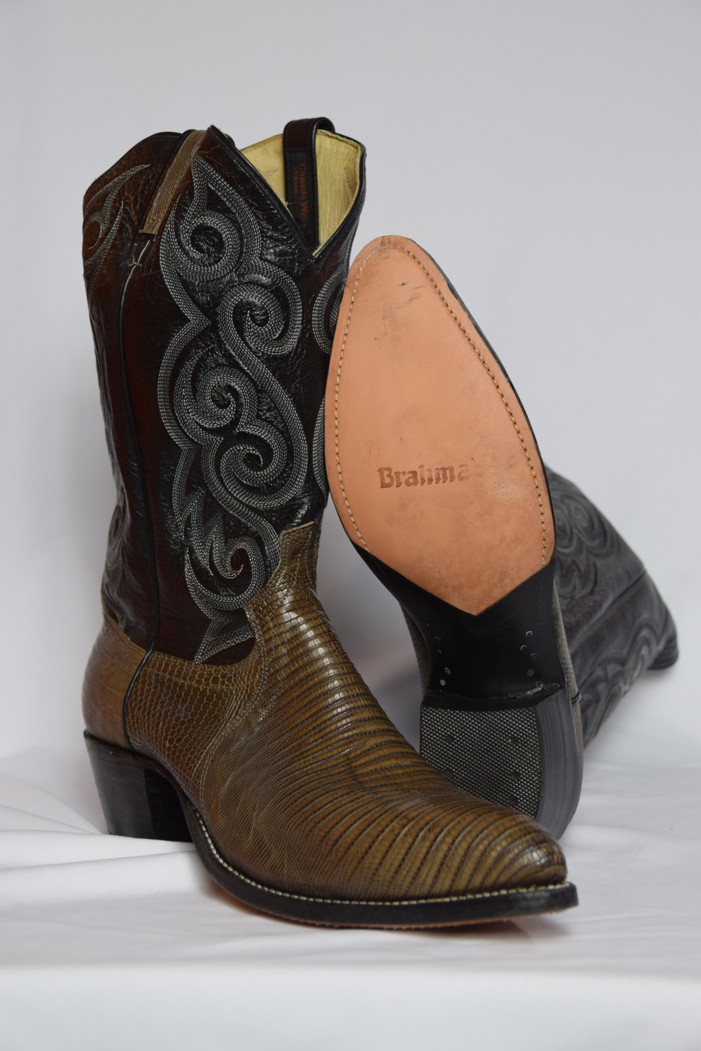 Canada West Brahma Men’s Exotic Cowboy Boot Black Lizard Pointed Toe