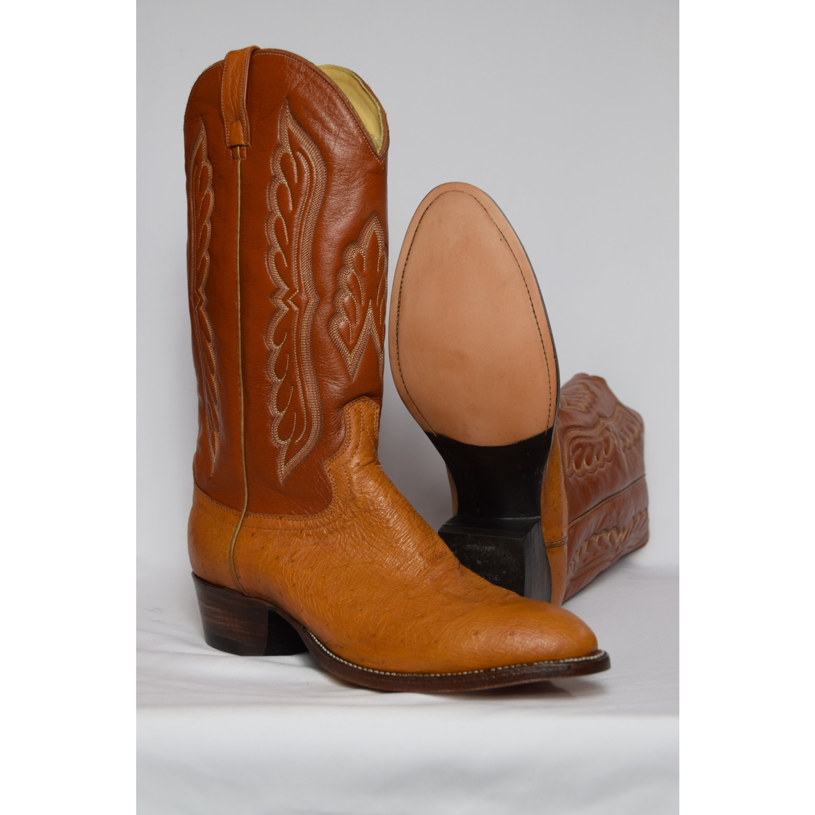 Canada West Moorby Men’s Cowboy Boot Orange and Brown Ostrich Exotic