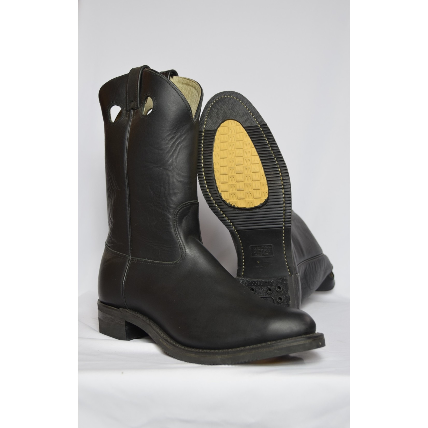 Canada West Men’s Cowboy Boot Solid Black Round Toe Oil & Chemical