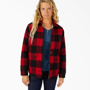 Dickies Dickies Women's High Pile Fleece Lined Flannel Chore Coat Plaid FJ175PSF