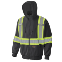 Pioneer Micro Fleece Hi Vis Zip Up Safety Hoodie Black 6942