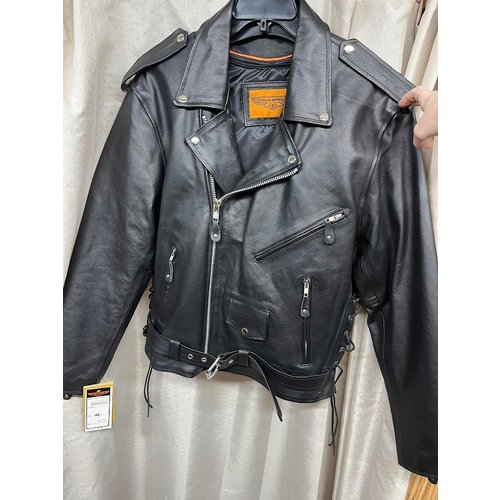 Dream Apparel Men’s Black Leather Jacket Cinch Waist and Belt MJ201-88-SLV
