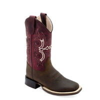 Old West Children's Burgundy Square Toe Cowboy Boot BSC1973