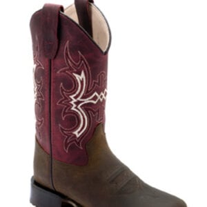 Old West Old West Children's Burgundy Square Toe Cowboy Boot BSC1973