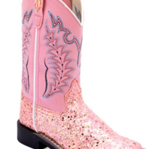 Old West Old West Children’s Pink Glitter Square Toe Boot VB9185