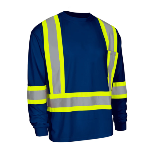 Work King Work King Hi Vis Crew Neck Long Sleeve Safety Tee With Chest Pocket  - S38611