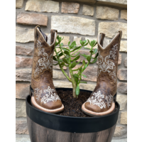 Old West Children's Flower Embroidered Square Toe Boot - BSC1958