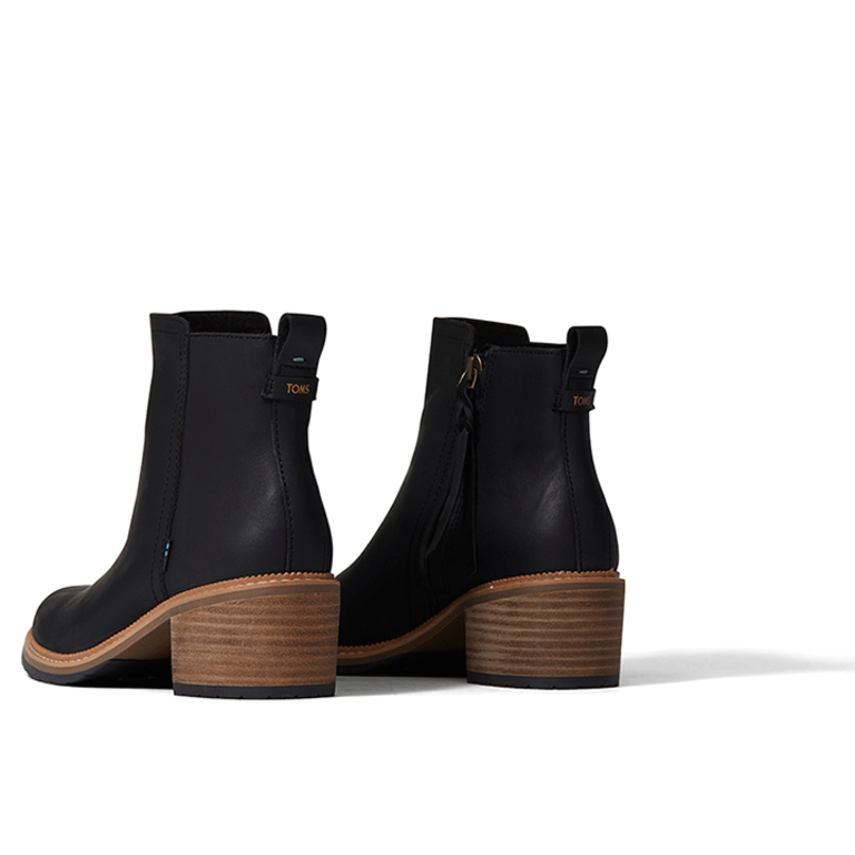 TOMS Marina Leather Ankle Boot - Black - WMNS