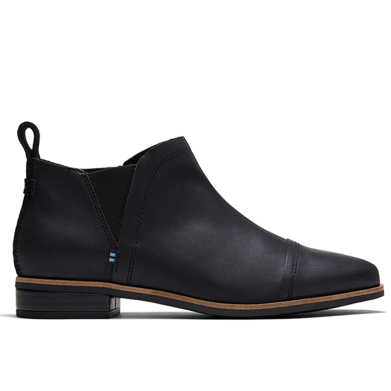 TOMS Reese Leather Anklet Boot - Black - WMNS