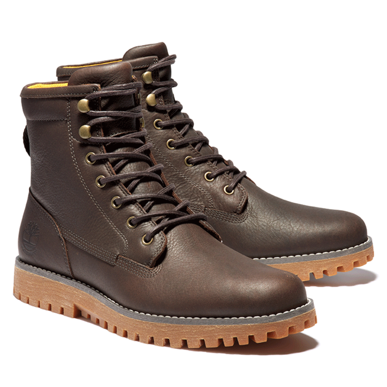 Timberland Leather Lace Up Waterproof Boot - Dark Brown - MNS