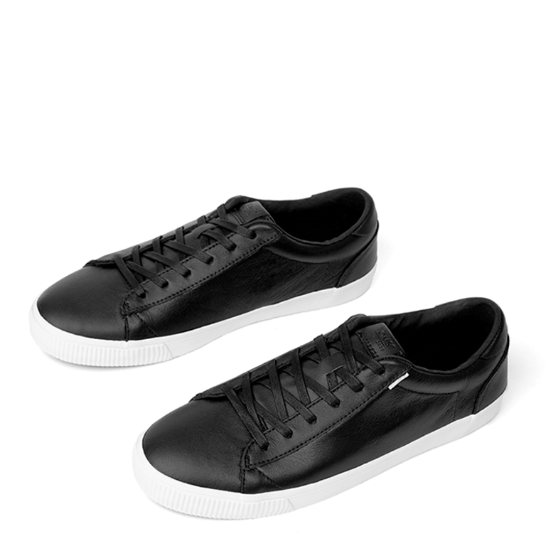TOMS Carlson Leather Lace Up Sneaker - Black - MNS