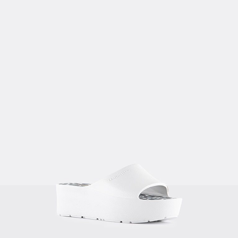 Lemon Jelly Enyd Flatform Slide Pearl Silver BLVD Shoes