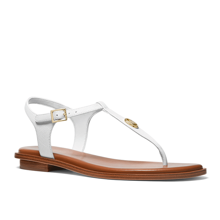 Michael Kors Mallory Leather Thong Sandal - Optic White - BLVD Shoes
