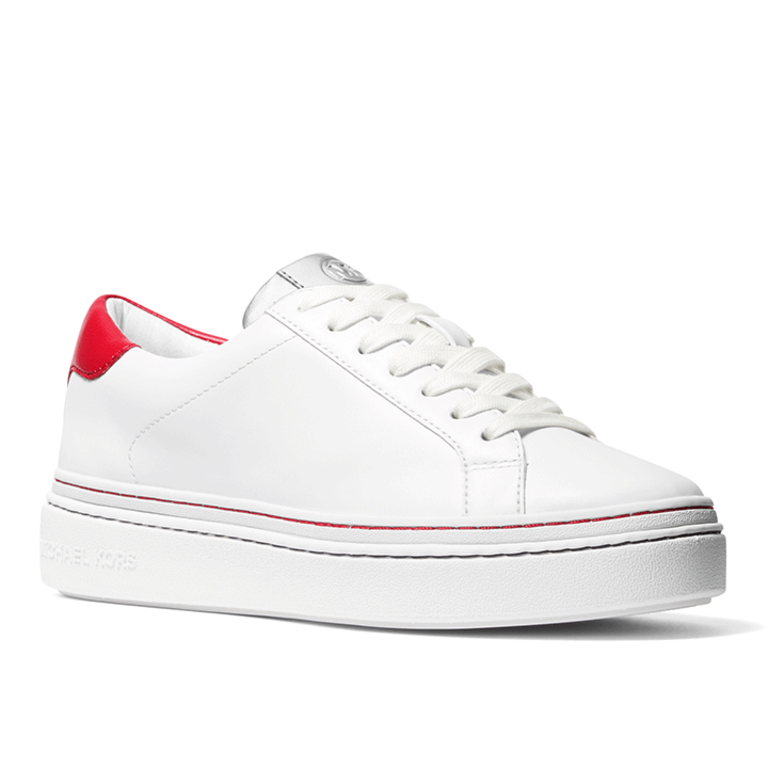 Michael Kors Chapman Leather Sneaker - White w/ Red - BLVD Shoes