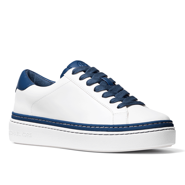 Michael Kors Chapman Leather Sneaker - White w/ Navy - WMNS