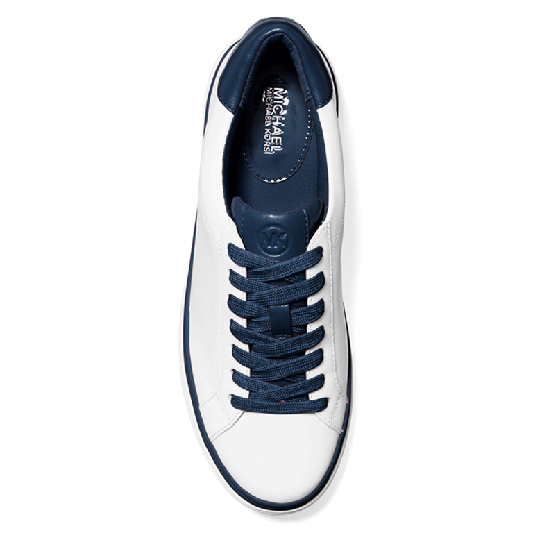 Michael Kors Chapman Leather Sneaker - White w/ Navy - WMNS