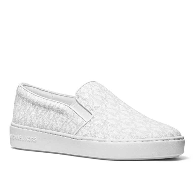 Michael Kors Keaton Logo Slip On Sneaker - White w/ MK Logo - WMNS