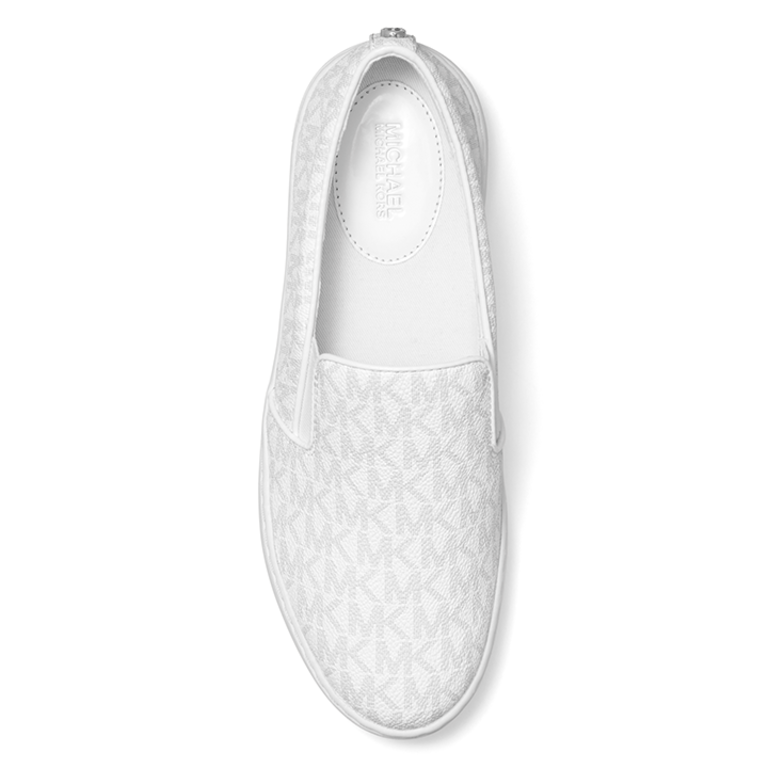 Michael Kors Keaton Logo Slip On Sneaker - White w/ MK Logo - WMNS