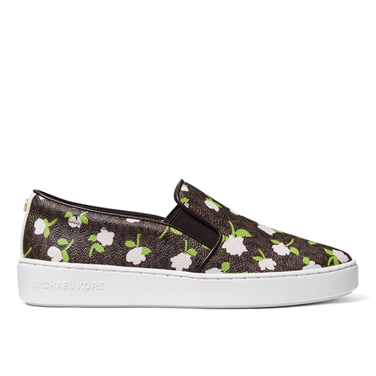 Michael Kors Keaton Leather Slip On Sneaker - Brown w/ Floral