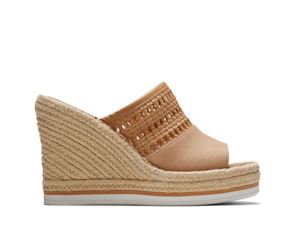 TOMS Monica Mule Basketweave Wedge Honey Tan WMNS