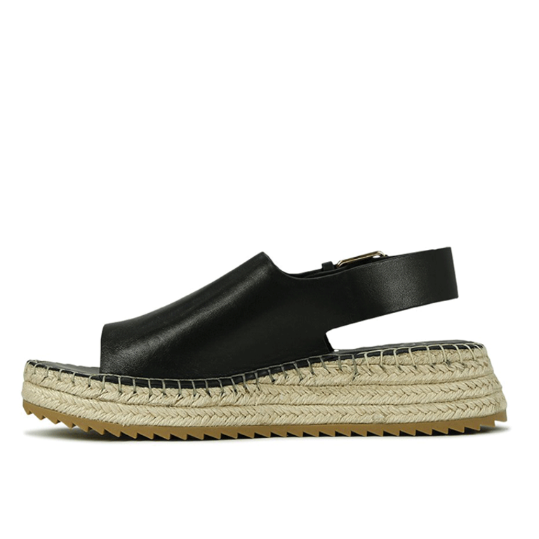 EOS Laros Espadrille Leather Slide - Black - WMNS