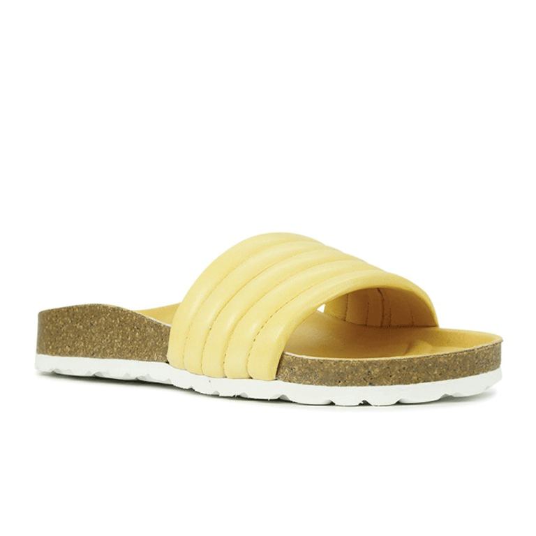 EOS Ginni Quilted Leather Slide - Yellow - WMNS