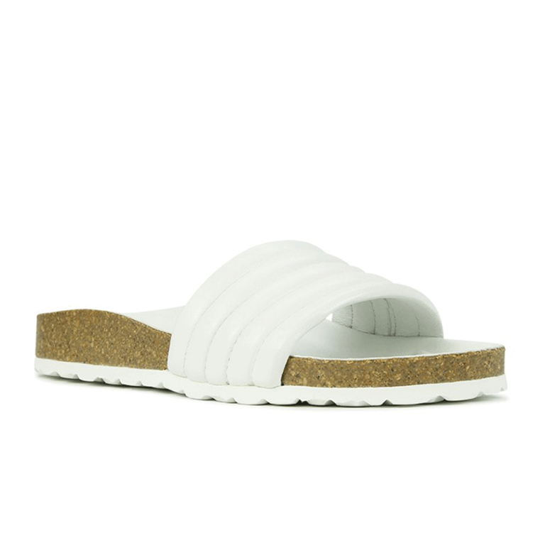 EOS Ginni Quilted Leather Slide - White - WMNS