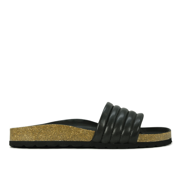 EOS Ginni Quilted Leather Slide - Black - WMNS