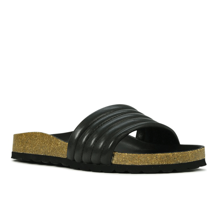 EOS Ginni Quilted Leather Slide - Black - WMNS
