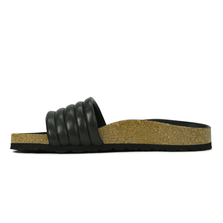 EOS Ginni Quilted Leather Slide - Black - WMNS