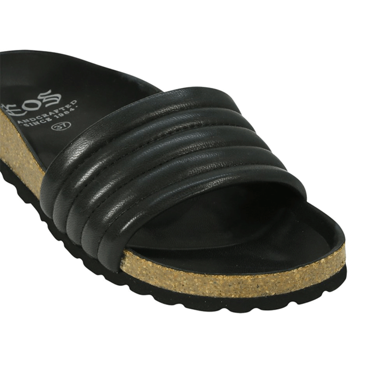 EOS Ginni Quilted Leather Slide - Black - WMNS