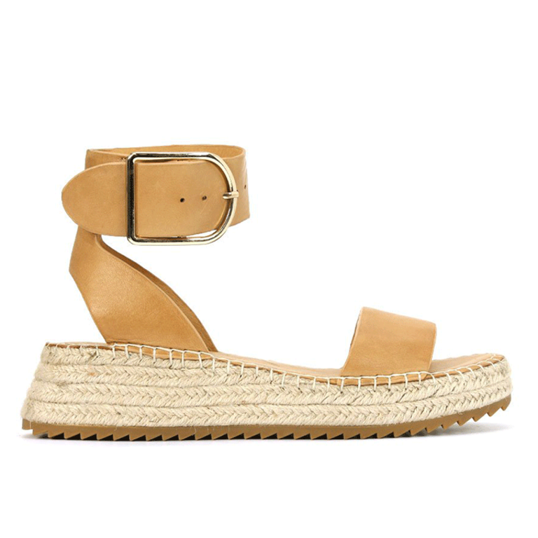 EOS Larah Espadrille Leather Slide - Tan - WMNS