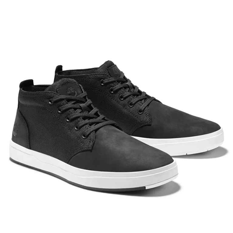 Timberland Davis Square Chukka Leather - Black on White - MNS