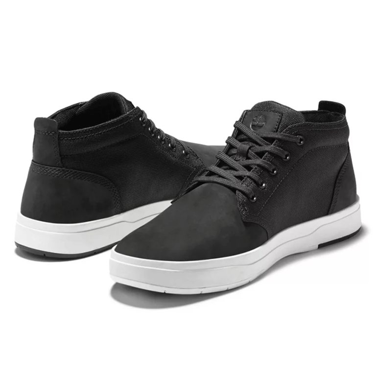 Timberland Davis Square Chukka Leather - Black on White - MNS